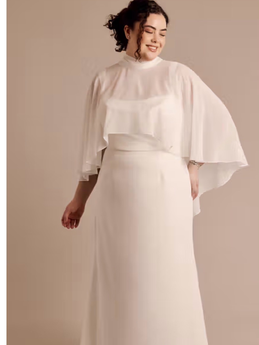 David's Bridal Cream Capelet Gown